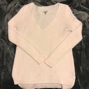 White V-neck sweater